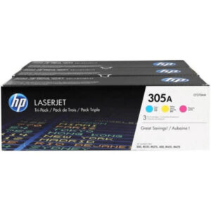 HP 305A 3-pack Cyan/Magenta/Yellow Original LaserJet Toner Cartridges,Per cartridge: 2,600 pages cyan, 2,600 pages magenta, 2,600 pages yellow