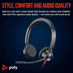 HP Poly Blackwire 3325 Stereo Microsoft Teams Certified USB-C Headset +3.5mm Plug +USB-C/A Adapter
